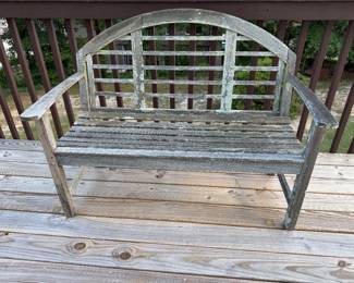 Outdoor Arched Slat Back Teak Bench