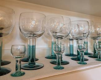 ( 28 pcs ) Vintage "Mondo Green" littala wine glasses designed by Kerttu Nurminen