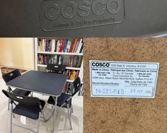 Vintage 2004 Cosco Black Folding Card Table & 4 Matching Chairs