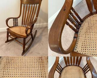 Antique Bentwood Rocker/Cane Seat & Hand Dowels