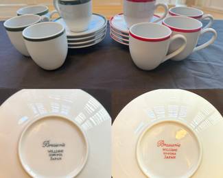 Brasserie Williams Sonoma Japan ( 2 ) Sets of 4 Porcelain Espresso Cups/Saucers