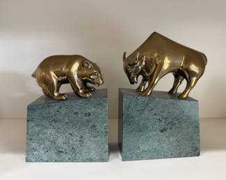 Book Ends Wall Street Bear Bull Markets
Brass and Marble