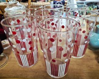 Polka dot and striped glass set