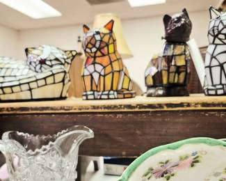 Tiffany-style cat table lamps