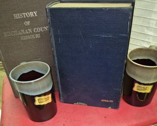 "Joe Optican" mugs, "KFEQ" T. V. Guide book and "1881 History of Buchanan County Missouri" reproduction book