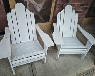 White wood Adirondack chairs