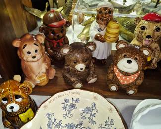 Honey pottery collection. Bear honey pots