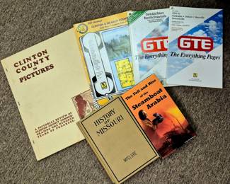 Much area collectibles. "Clinton County in Pictures", History of Missouri, Steamboat Arabia and Clinton County phone books 