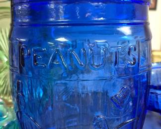 Planters cobalt blue large peanut jar