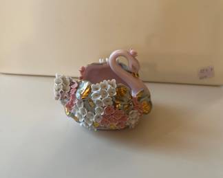 Vintage Lefton porcelain swimming Swan