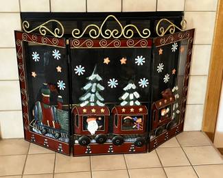 Christmas fireplace screen