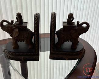 BOMBAY Monkey Riding Elephant Bookends
