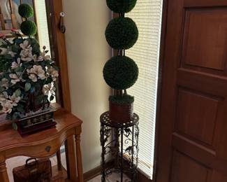 Faux Topiary Plants on Metal Stands