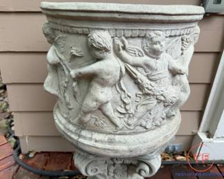Concrete Cherub Planter on Stand