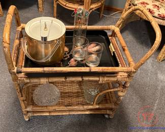 Wicker Bar Cart