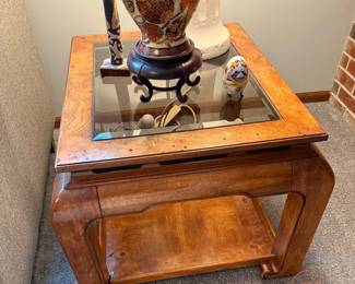 Chow Leg Glass Topped Side Table