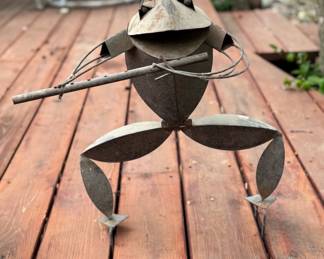 Set of 3 Outdoor Metal Frog Musicians