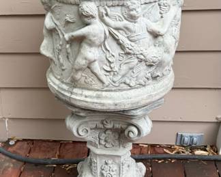Concrete Cherub Planter on Stand