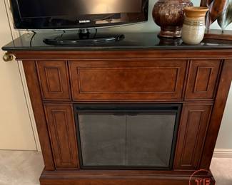 Marble Topped Mahogany Electric Fireplace