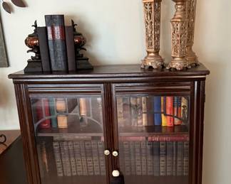 Antique Glass Front Double Door Bookcase