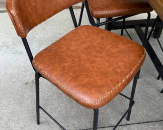 Raw Edge Wood Pub Height Table with Faux Leather Barstools