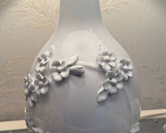Blanc De Chin Lamp with Raised Cherry Blossoms