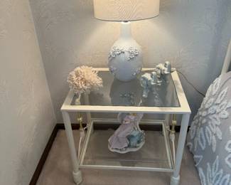 White and Brass Wrought Iron Side Table