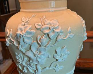 Chinoiserie Style Pale Yellow Ginger Jar Lamps