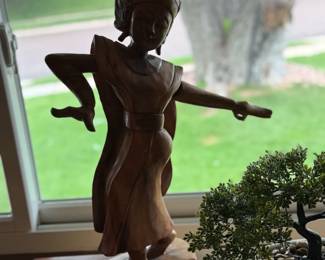 Wood Carved Goddess Figural Statue