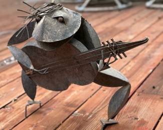 Set of 3 Outdoor Metal Frog Musicians