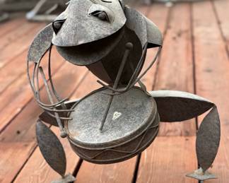Set of 3 Outdoor Metal Frog Musicians