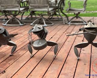 Set of 3 Outdoor Metal Frog Musicians