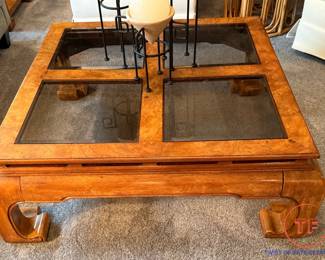 Chow Leg Glass Insert Top Coffee Table