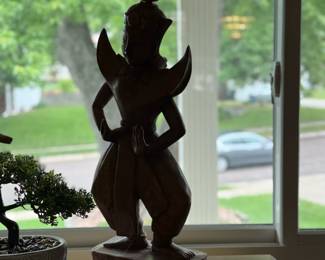 Wood Carved Deity Figural Statue