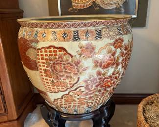 Large Hand Painted Koi Planter / Pot