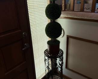 Faux Topiary Plants on Metal Stands