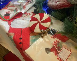 Vietri, Mackenzie Child Christmas decoration, aprons, bibs, tablecloths 