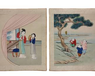 TWO CHINESE WOODBLOCK PRINTS, SOME FOXING