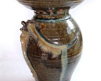 LARGE WHEEL THROWN SIGNED FREDERICK STUDIO POTTERY BOWL