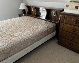 3 pc California King Bedroom Set - includes bed/mattress (newer mattress hardly used), Night Stand, Upright Dresser