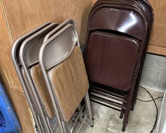 SAMSONITE FOLDING CHAIRS (HAS CARD TABLE), AND METAL BROWN FOLDING CHAIRS