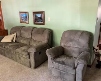 WALL HUGGER SOFA AND RECLINERS (2) EACH SOLD SEPARATELY