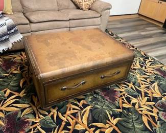 Leather Map Trunk/Coffee Table