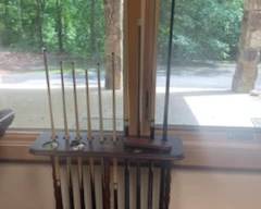 Rack w/Pool Sticks & Accessories