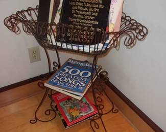 Metal Rack w/ Vintage Sheet Music