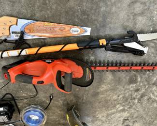 New saw, a great tree pruning saw and a Black and Decker hedge trimmer
