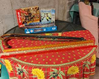 Patio Table, Canes, Yardsticks, Puzzles
