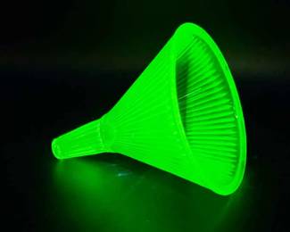 Green Depression Glass Ribbed Funnel
