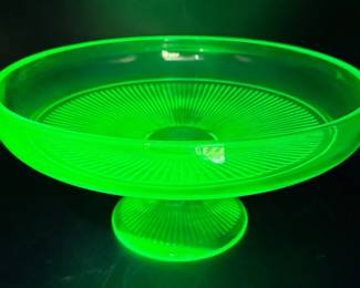 Adams Rib Green Glass Bowl by Diamond Glass Company
