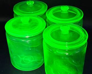 (4) Uranium Glass Jars